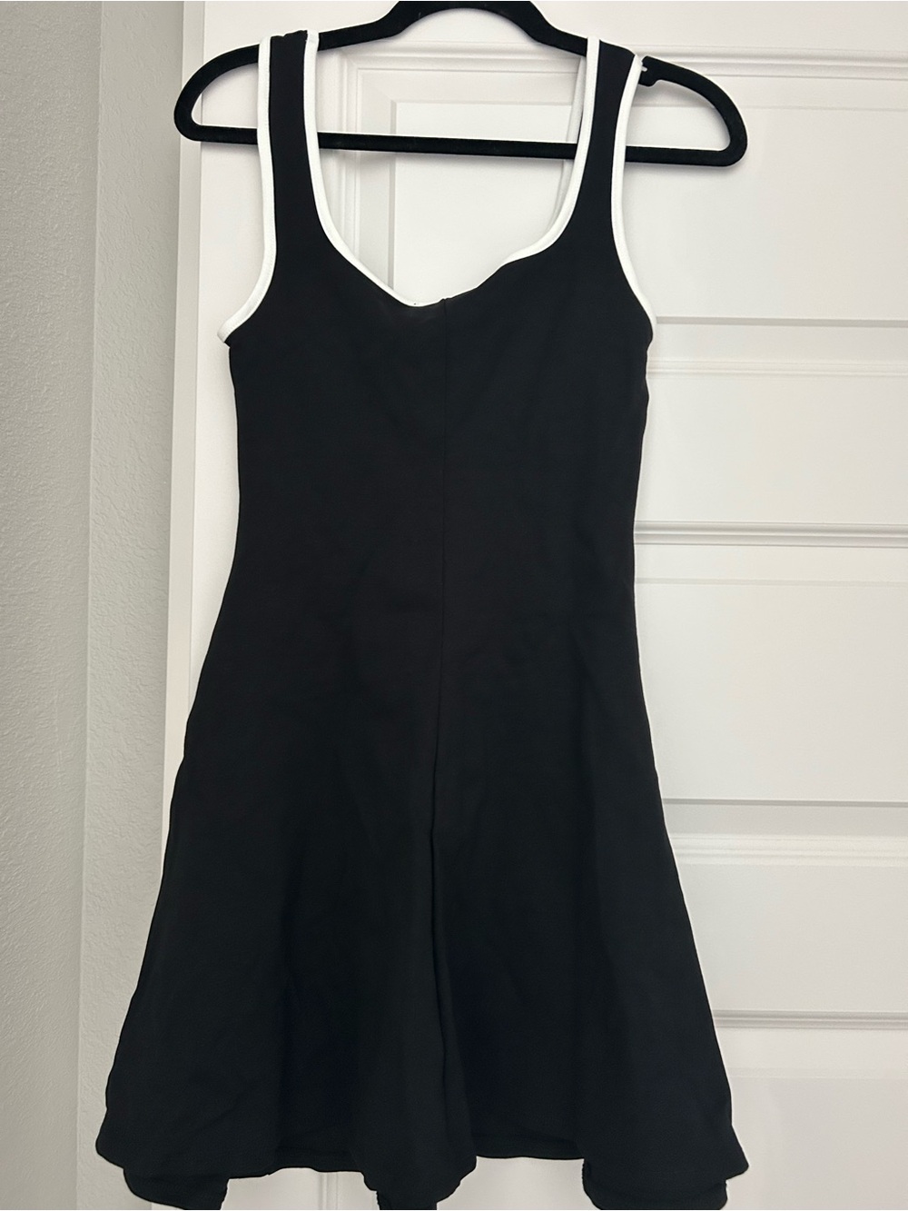 VICI Black Tank Dress with White Trim - Women's Classic Scoop Neck